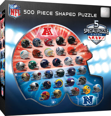 Masterpieces 500 Piece Sports Jigsaw Puzzle For Adults - Nfl Helmet Shaped Puzzle - 25'X22'