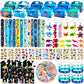 Joyvorite 144 Pcs Under the Sea Party Favors Set with Keychains Slap Bracelet Scratch Art Tattoo Stickers Wristbands Treat Boxes