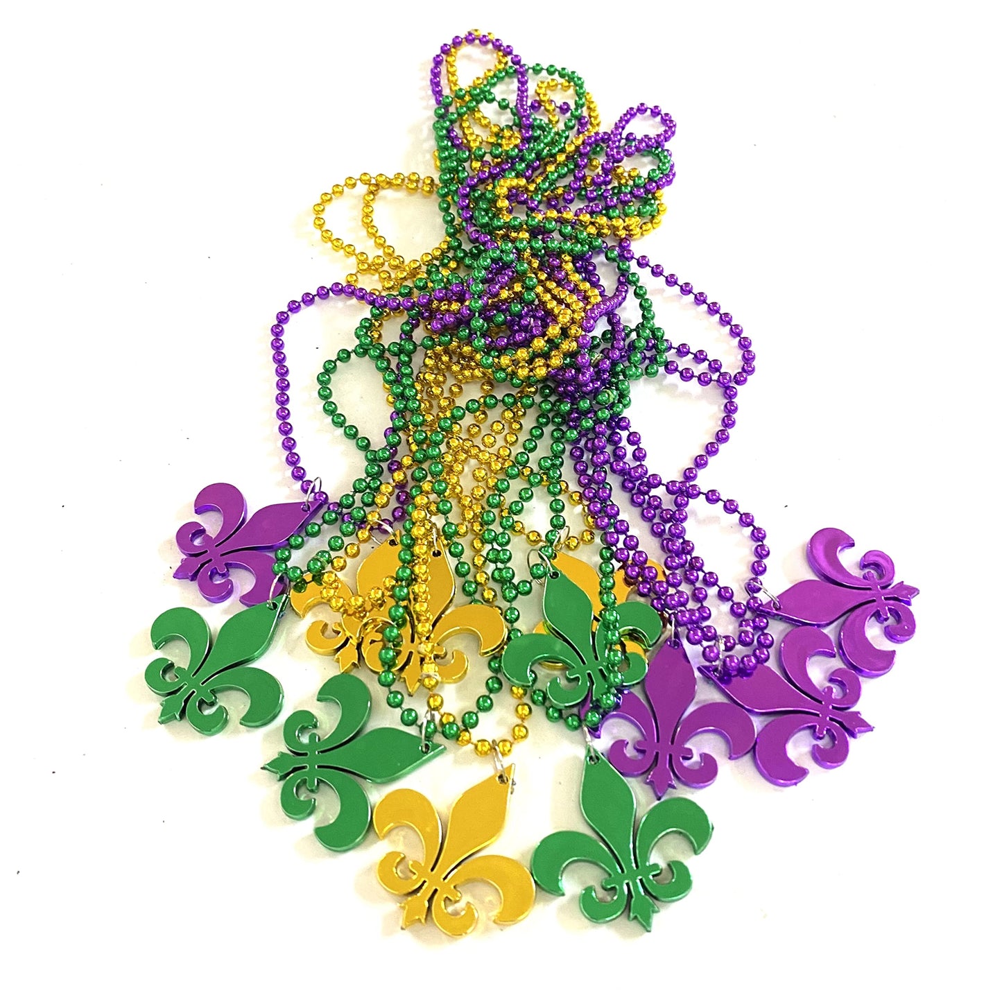 Ysppf Mardi Gras Bead Necklaces Round Multi Colors Party Necklace(12 Pcs)