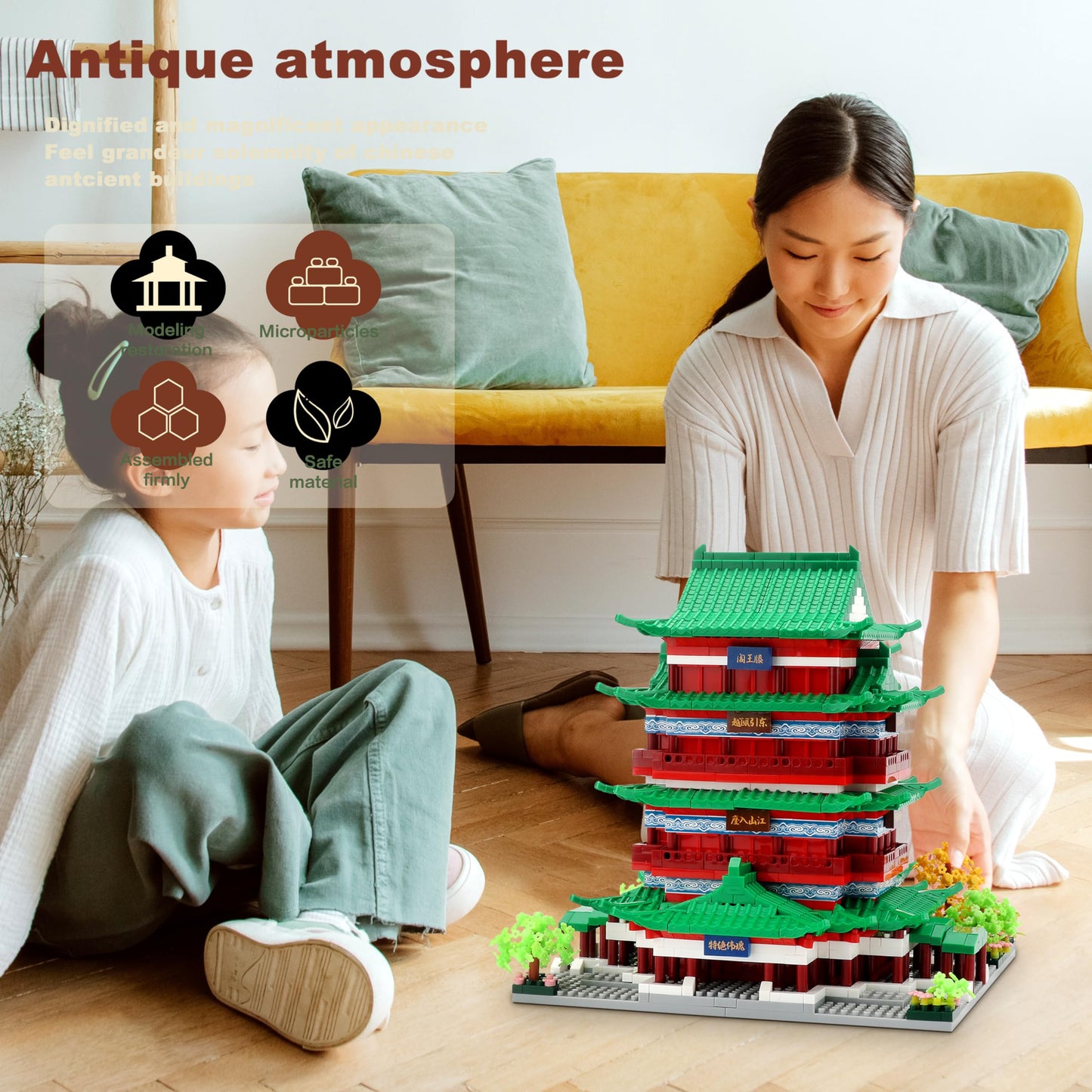 Cozymass Chinese Ancient Architecture Micro Building Blocks Set In Asian- Tengwang Pavilion Model Kit Toy Gift For Adults And Ki