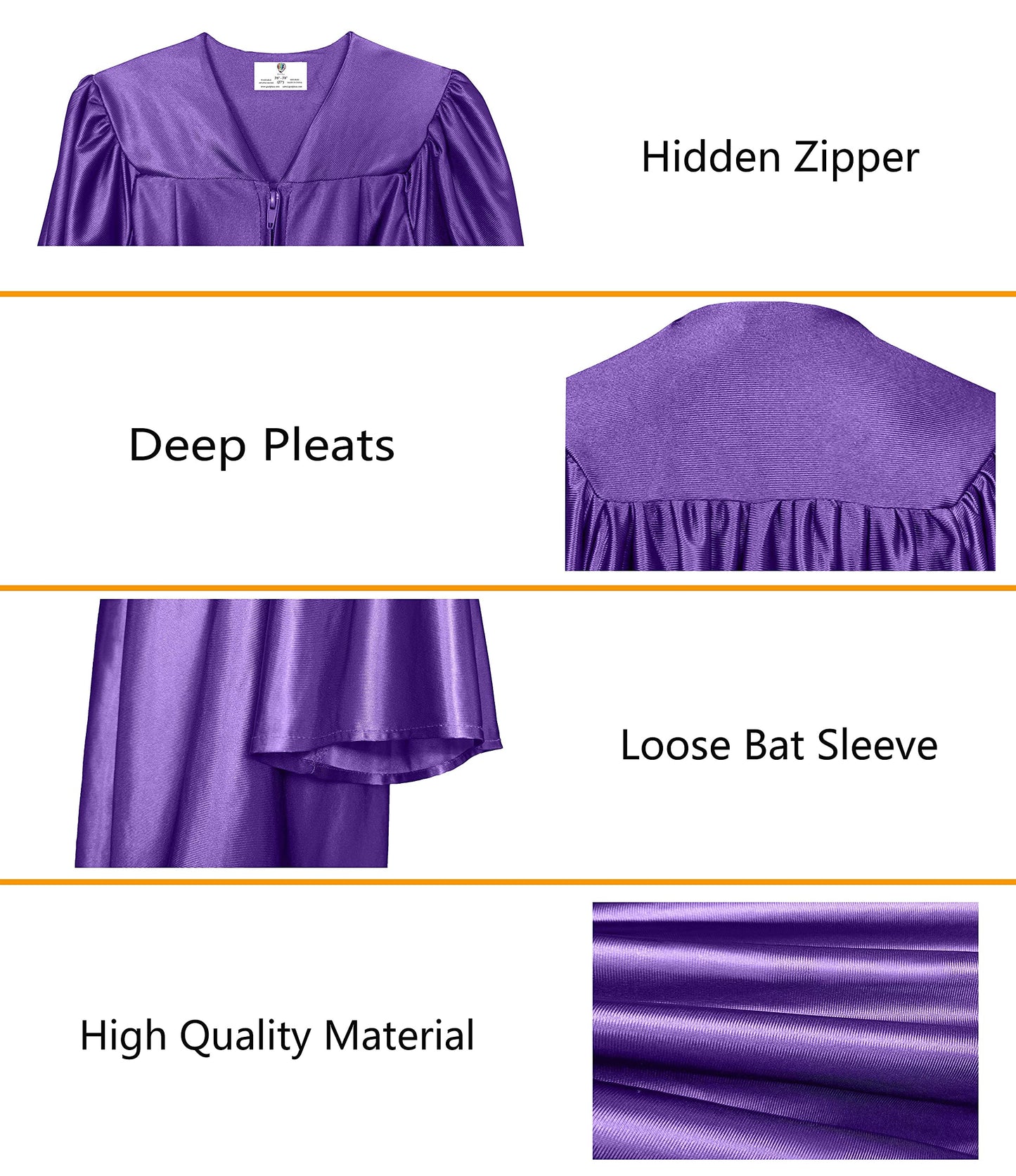 GradPlaza Shiny Choir Robe Kindergarten Preschool Graduation Gown Shiny Graduation Gown for Kids Purple Size 33