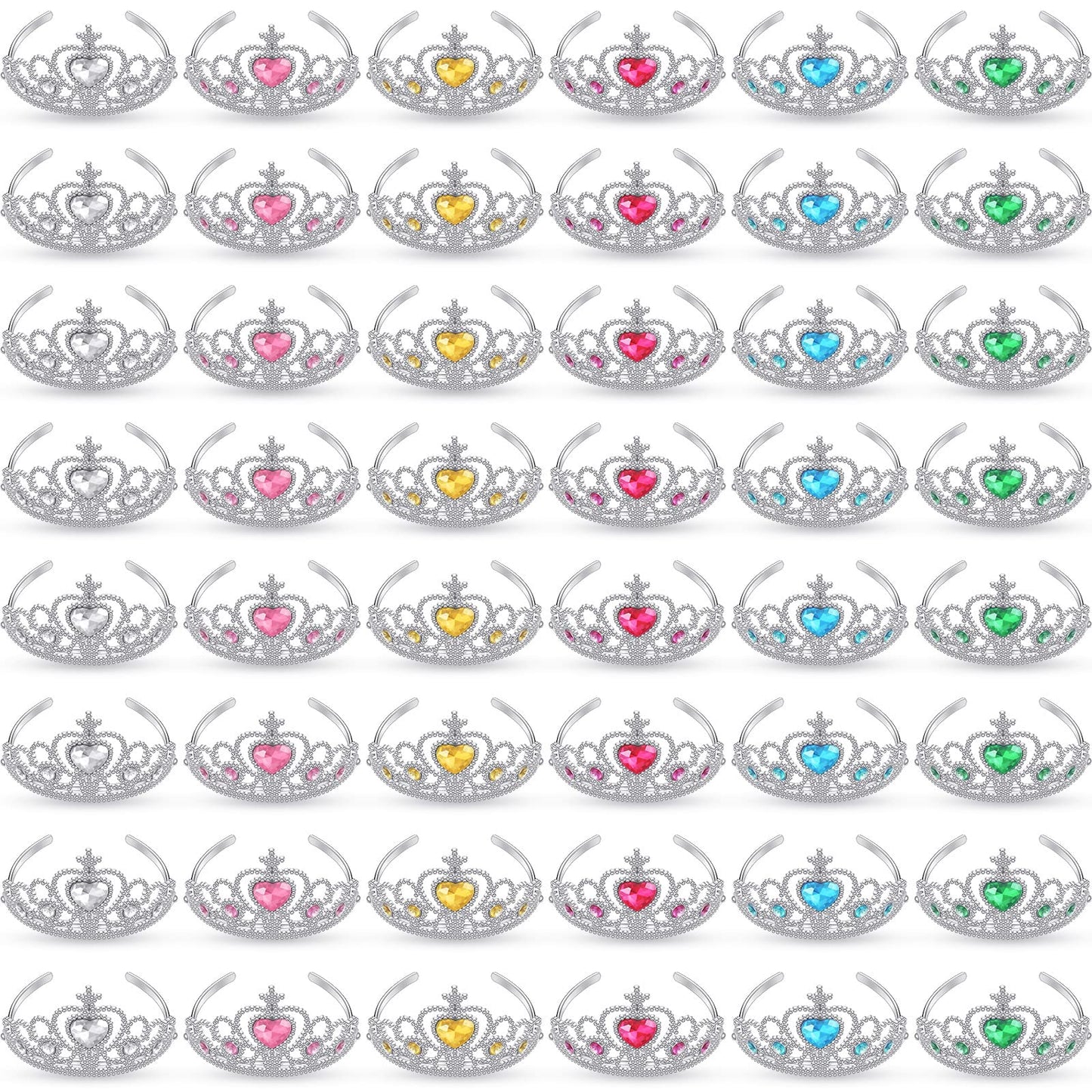 Hinly 48 Pcs Tiara Crown Set Princess Dress up Costume Party Favor Girls Plastic Crown Birthday Supplies Cosplay Accessory(Pink)