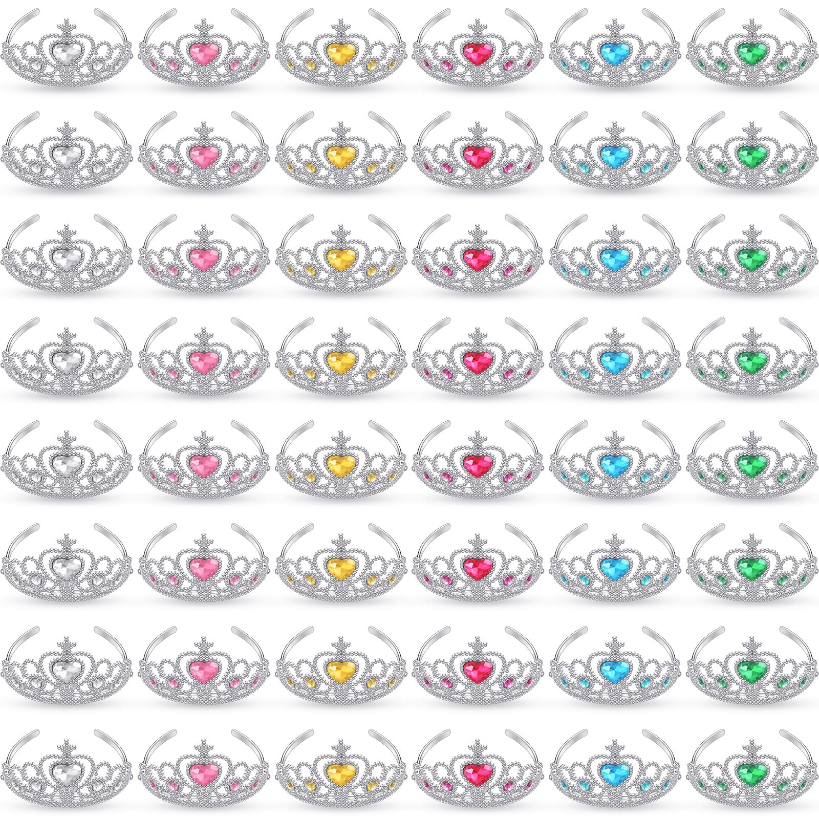 Hinly 48 Pcs Tiara Crown Set Princess Dress up Costume Party Favor Girls Plastic Crown Birthday Supplies Cosplay Accessory(Pink)