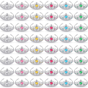 Hinly 48 Pcs Tiara Crown Set Princess Dress up Costume Party Favor Girls Plastic Crown Birthday Supplies Cosplay Accessory(Pink)