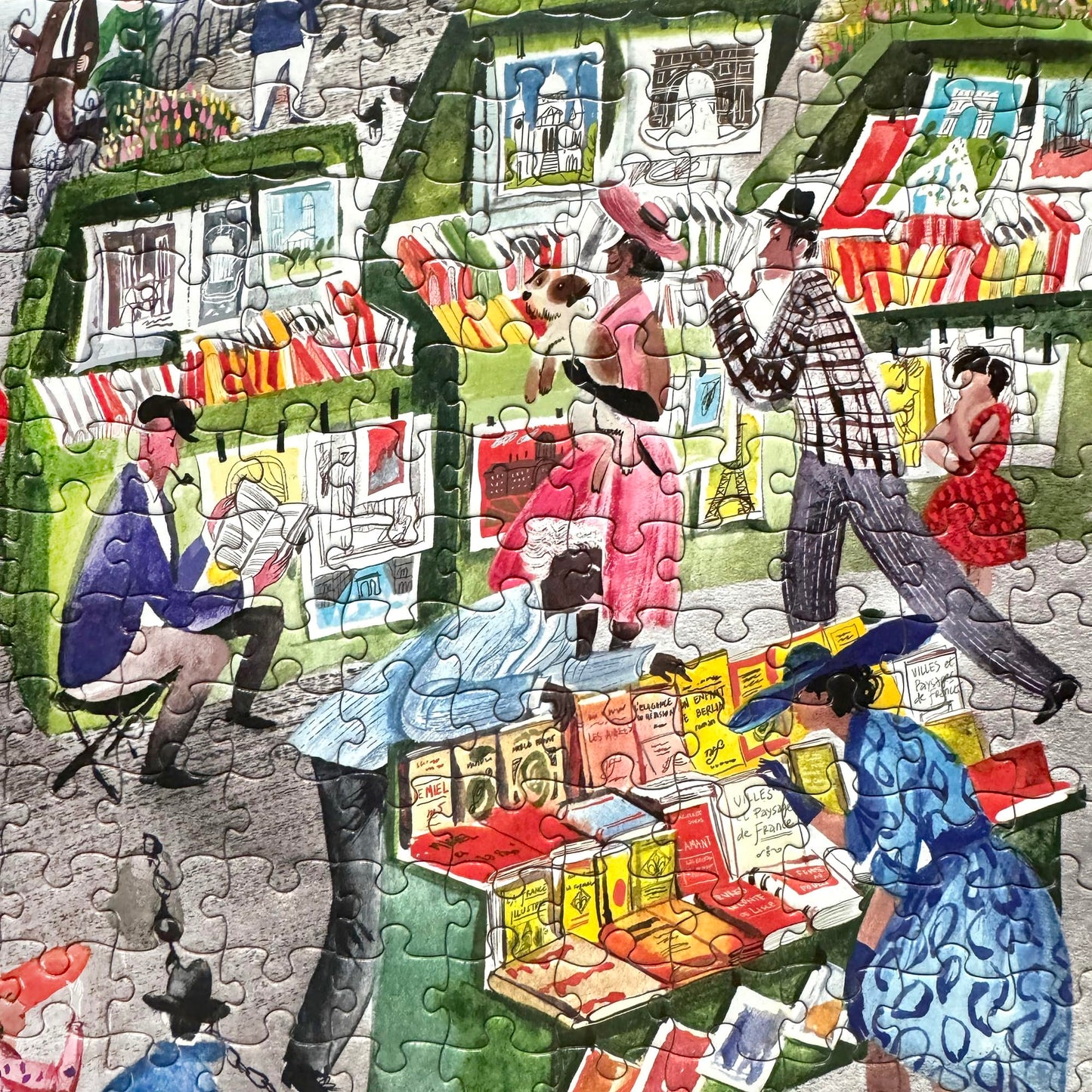 eeBoo Piece & Love: Paris Bookseller - 1000 Piece Puzzle - mature-themed Square Jigsaw  23x23  Includes Image Reference Insert  Glossy Pieces