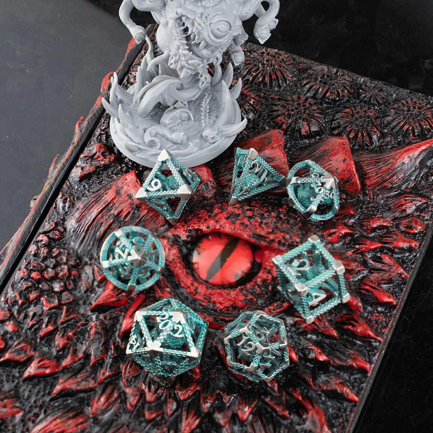 Beholder's Eye DND Dice Set of 7PC, Hollow Dice Set Metal HNCCESG for Dungeons and Dragons Dices or D&D Dice, for RPG Role Playi