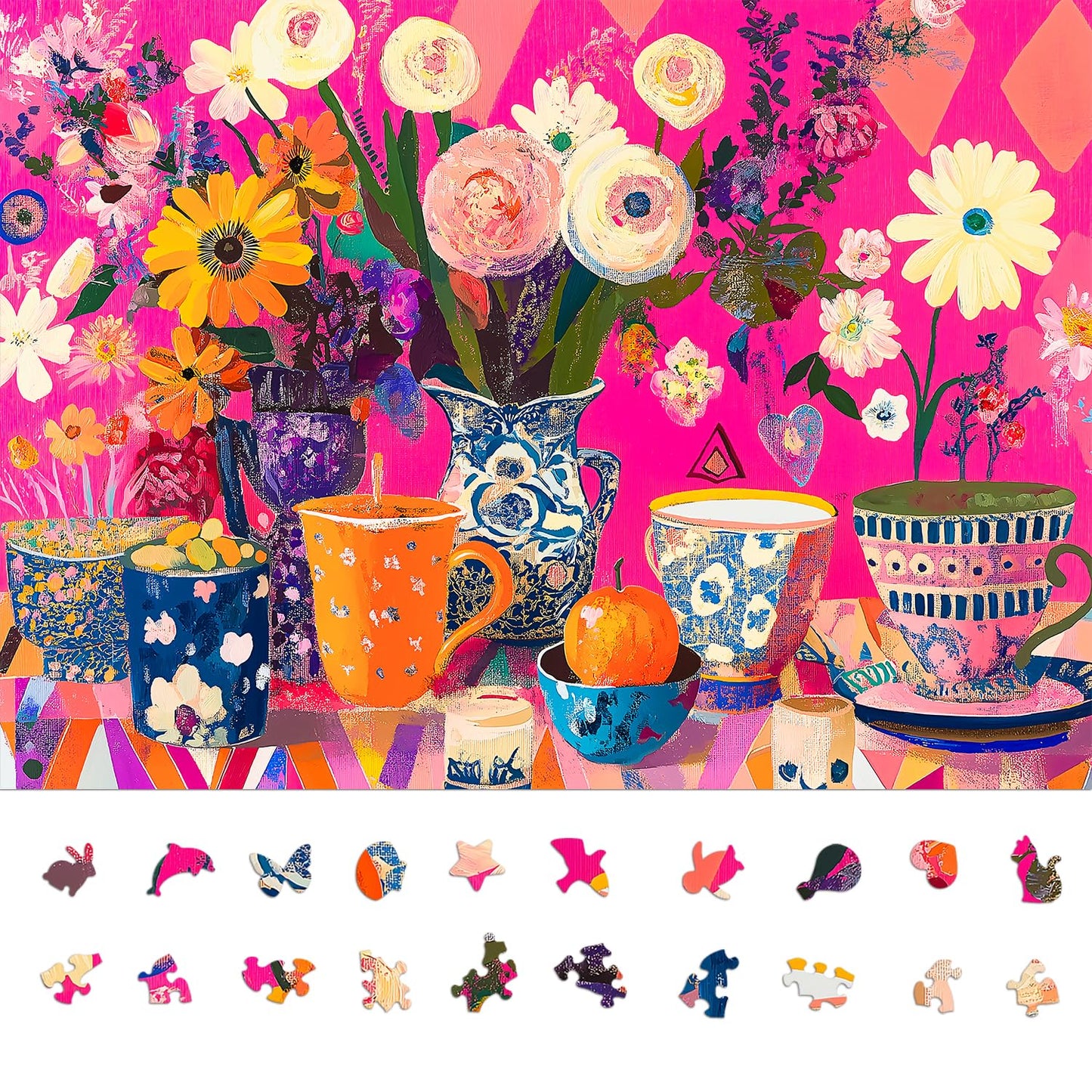 Naturelish Puzzles for mature-themeds 1000 Pieces - Flowers Art: Difficult Challenging Unique Jigsaw Puzzle for mature-themeds  Gift for Women  6-Color-Zone on Back Puzzles