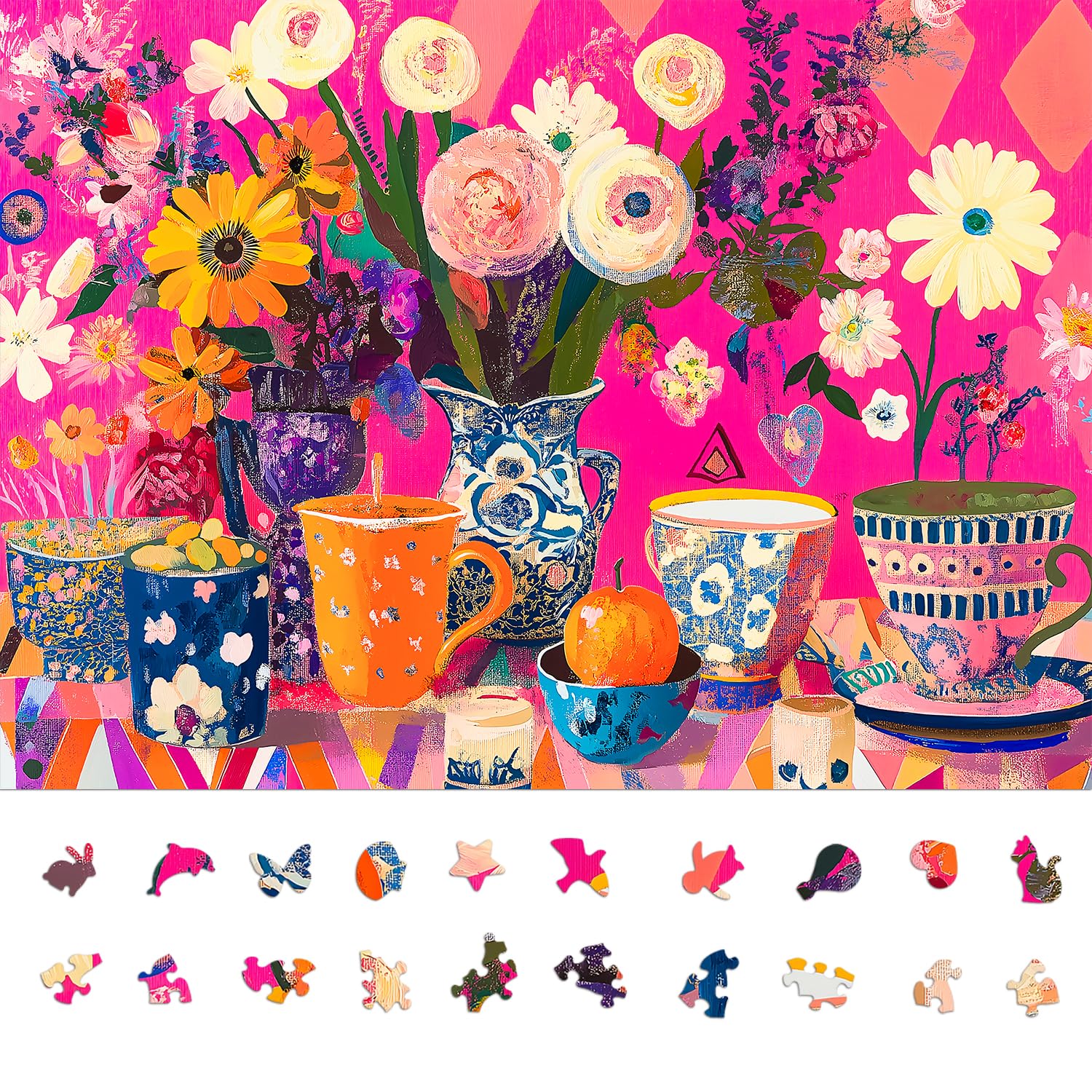 Naturelish Puzzles for mature-themeds 1000 Pieces - Flowers Art: Difficult Challenging Unique Jigsaw Puzzle for mature-themeds  Gift for Women  6-Color-Zone on Back Puzzles