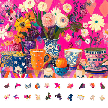 Naturelish Puzzles for mature-themeds 1000 Pieces - Flowers Art: Difficult Challenging Unique Jigsaw Puzzle for mature-themeds  Gift for Women  6-Color-Zone on Back Puzzles