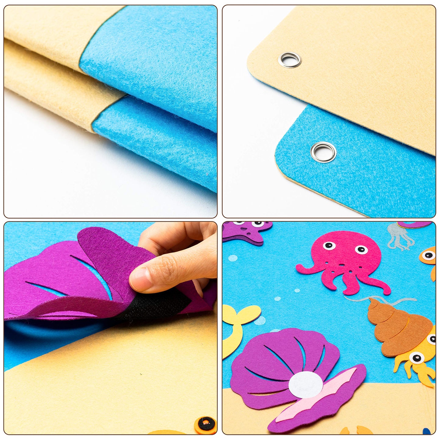 WATINC 45Pcs Under The Sea Teaching Felt Board Story Set 3.5 Ft Ocean Creatures Aquarium Storytelling Flannel Interactive Play K