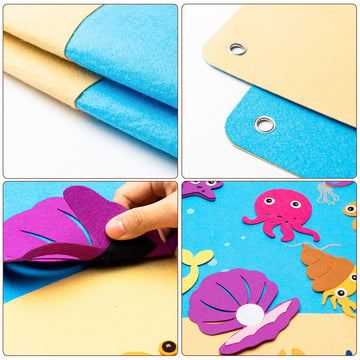 WATINC 45Pcs Under The Sea Teaching Felt Board Story Set 3.5 Ft Ocean Creatures Aquarium Storytelling Flannel Interactive Play K