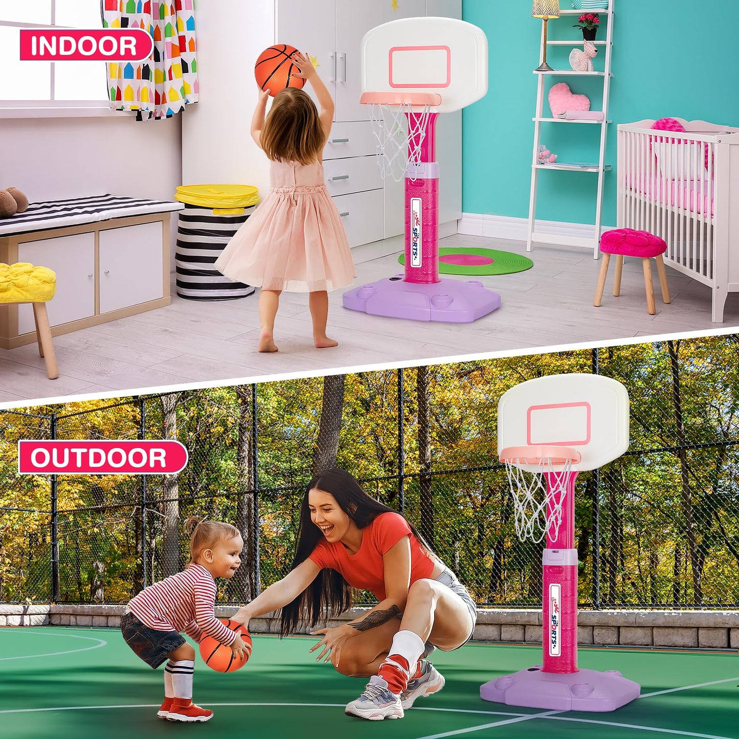 Basketball Hoop Indoor Outdoor Toys For Toddlers 1-3, Kids Basketball Hoop With 3 Balls, Adjustable Mini Basketball Goal, Christ