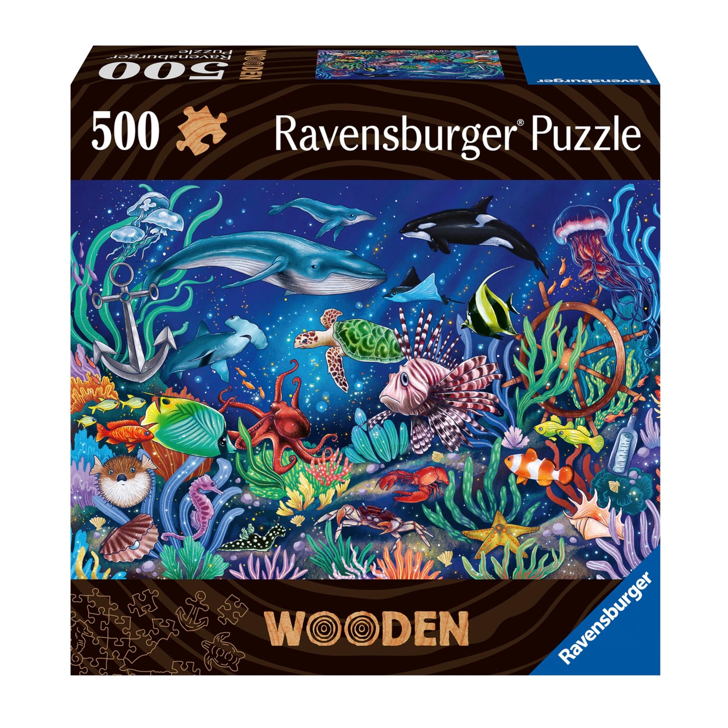 Ravensburger Under The Sea 500-Piece Vibrant Wooden Jigsaw Puzzle | Stress-Reducing Fun | Eco-Friendly Materials | Certified By The Forest Stewardship Council