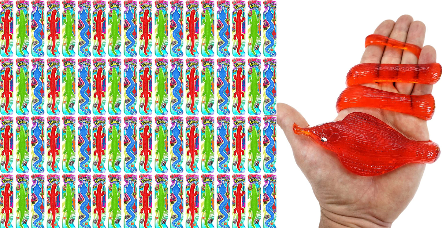 Ja-Ru Giant Sticky Lizards Stretchy Reptile Toys (72 Packs Assorted) | Fidget Toy, Party Favors, Easter Basket For Kids | Pinata