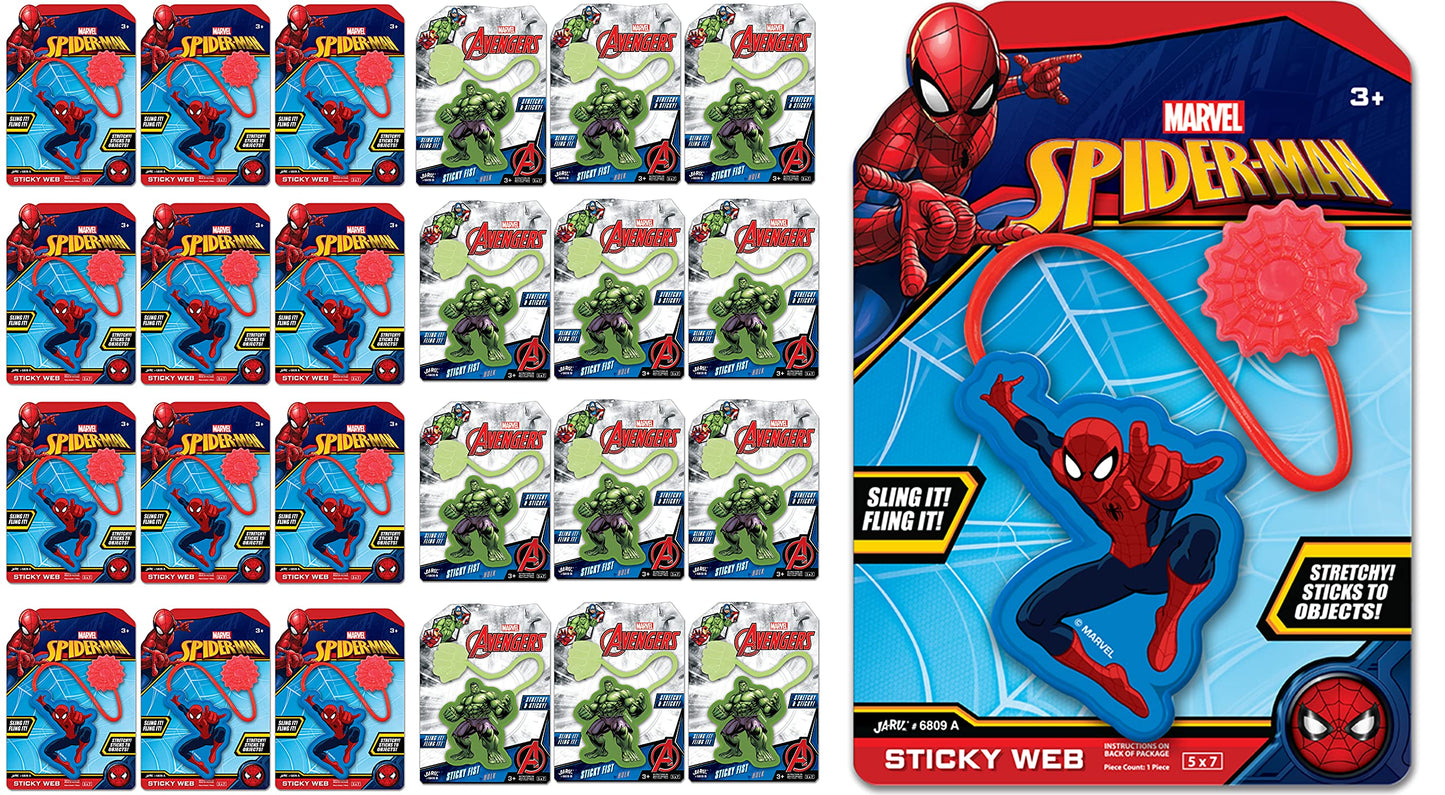 Ja-Ru Marvel Spiderman & Hulk Sticky Stretchy Fidget Toy (24 Units) Just Like Sticky Hands For Kids Bulk Treasure Box Toys For Classroom Prizes. Kids Goodie Bag Stuffers. Ab-6809-24