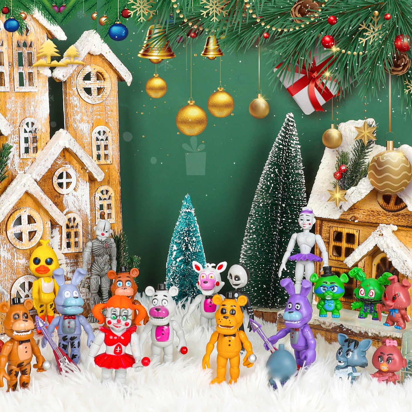 2025 Holiday Advent Calendar Horror Game Action Figures Set, 24 Pcs Countdown to Inspired by The Five Night Figures