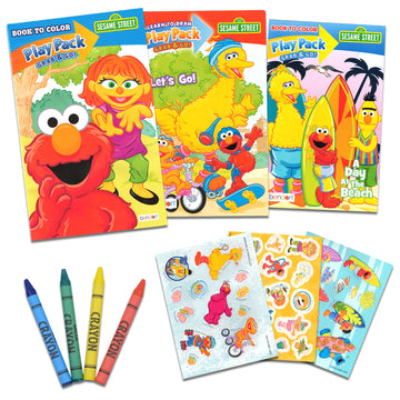 Set Of 15 Kids Play Packs Bundle ~ Fun Party Favors Coloring Book Crayons Stickers Loot Bags (Sesame Street)