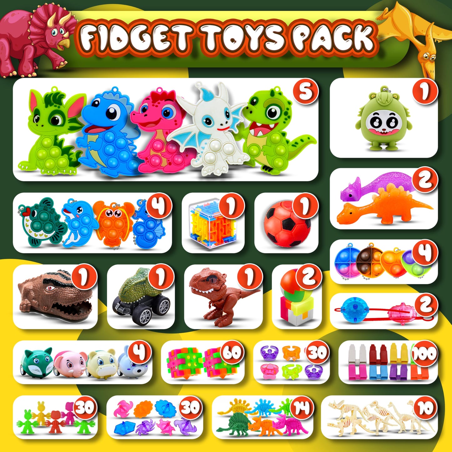 FORLINX Fidget Toys Bulk - 1000 Pcs Multi-colored Foam Party Favors for Kids, Birthday Gifts, Goodie Bags, Classroom Prizes