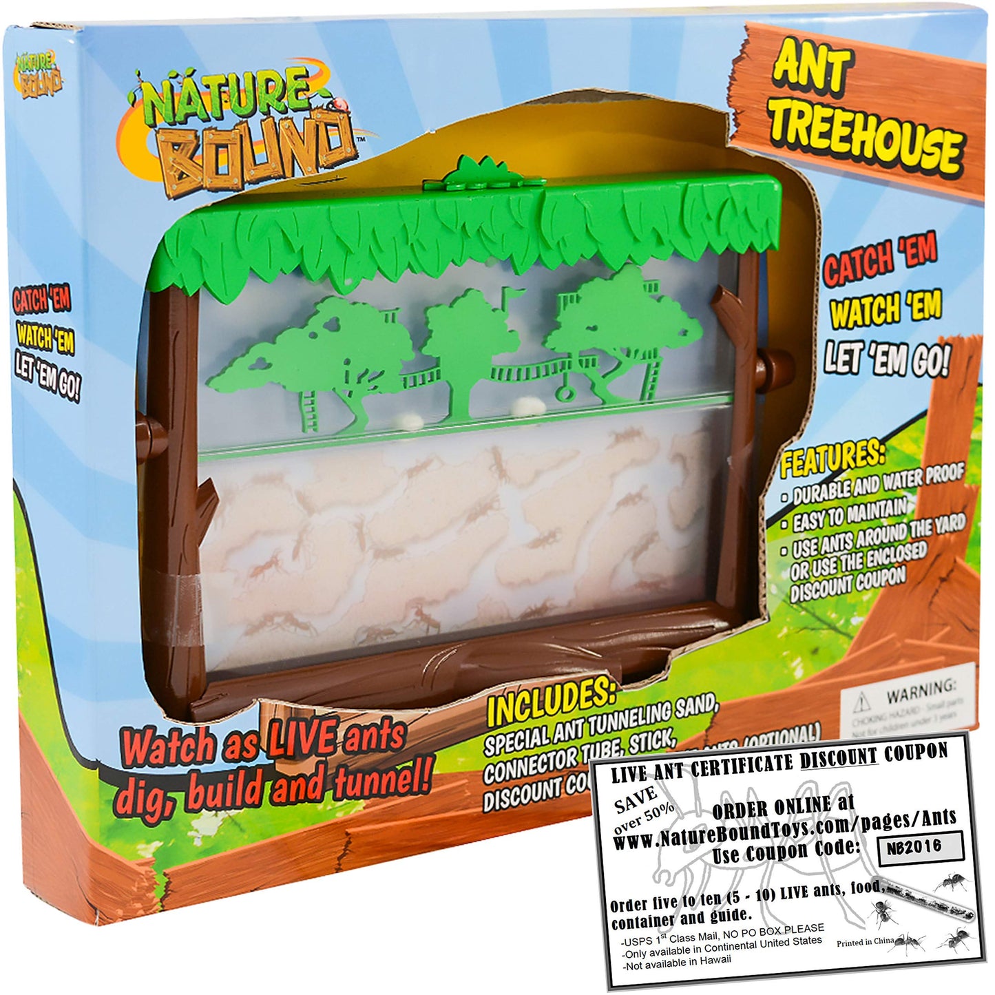 Nature Bound Toys Ant Treehouse Habitat Kit With Sand, Connector Tube, Feeding Stick & Insect Instructions