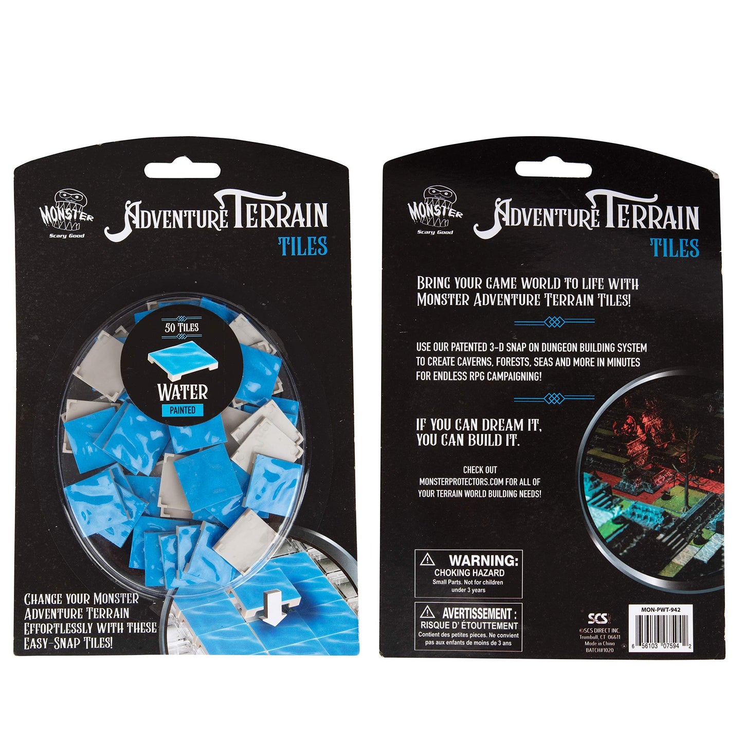 Monster Protectors Adventure Terrain- 50 Piece Water Tile Expansion Pack- Hand-Painted ¬ Tile Set- Easy Snap Creates Amazing Tabletop Terrain In Minute- Customize Dungeons Your Way