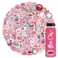102 Pcs Preppy Stickers,Pink Stickers Supplies Pink Party Suitable For Unique Designed Vinyl Waterproof Stickers For Hydroflask