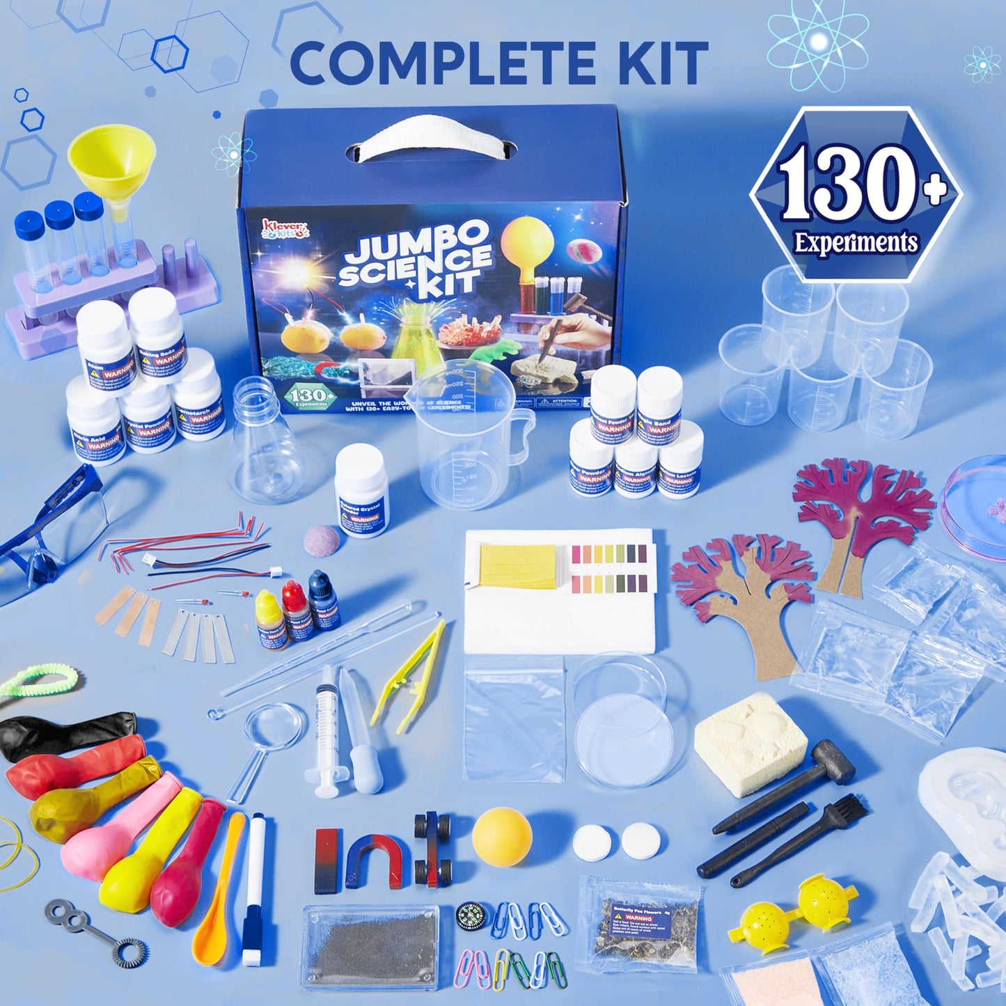Klever Kits Jumbo Science Kits- 130+ Experiments Educational Toys, Stem Activities With Growing Crystal Tree, Fruit Circuits And Chemistry Set, Christmas Birthday Gifts For Kids
