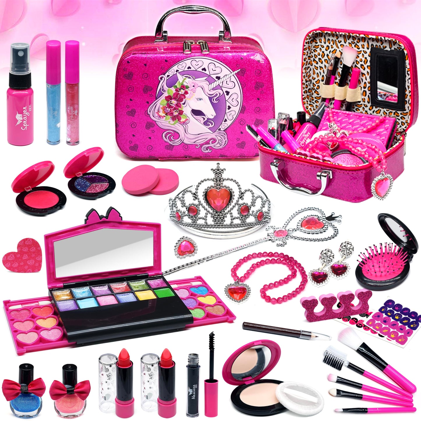 ROKKES Kids Makeup Sets for Girls - Kids Makeup for Girls, Maquillaje para Nias, Play Make Up Kit, Best Toys for Little Girl,Pri