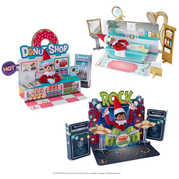 The Elf on the Shelf Insta-Moment Pop-Ups, Small, White Cardboard, Model EOTSPOPUPS2, Includes 3 Backdrops & Accessories