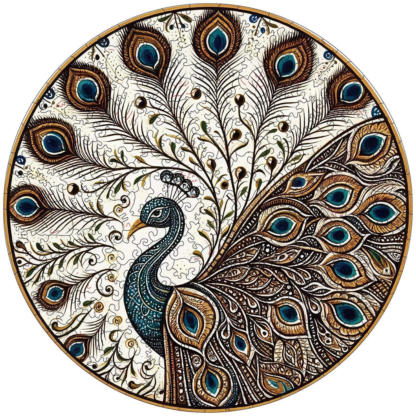 Peacock Wooden Puzzles for mature-themeds  300pcs Wooden Jigsaw Puzzles for mature-themeds  Peacock Unique Shaped Jigsaw Puzzles Creative Gift for Friend Family Game Large Size 15'' x 15''