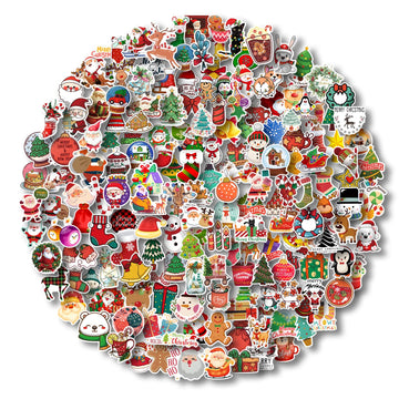 Aowdiao Christmas Stickers 200 Pcs Cute Merry Christmas Vinyl Stickers For Water Bottles Scrapbooking Crafts Funny Christmas Hol