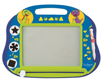 LEXiBOOK, Dinosaur, Multicolor Magic Magnetic Drawing Board, Artistic Creative Toy for Girls and Boys, Stylus Pen and Stamps, Bl