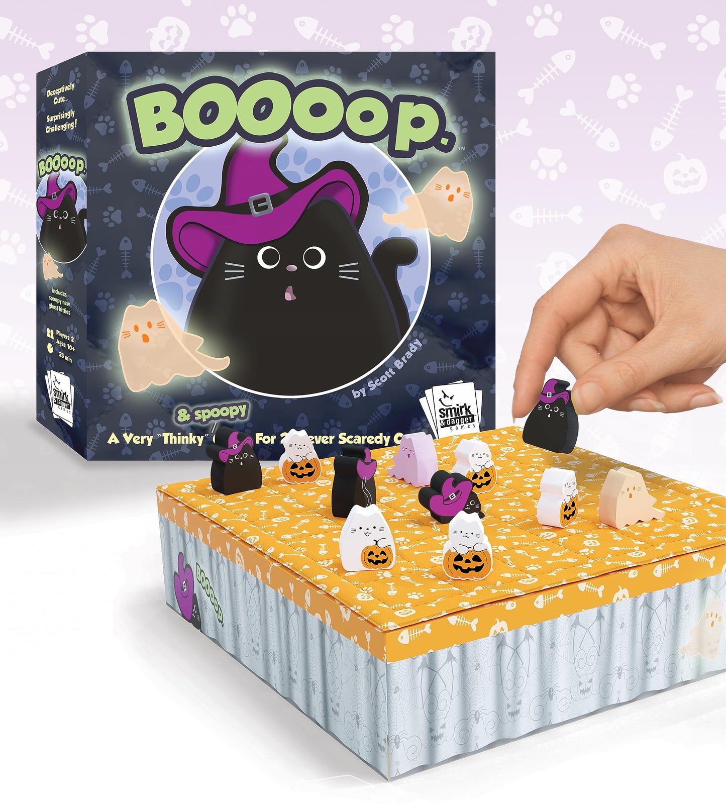 Boooop By Smirk & Dagger: Adorable 2 Player Strategy Board Game, With 34 Cat And Kitten Pieces, Halloween Edition With New Ghost Cats, A Great Gift For Couples, Family, Adults And Kids Ages 10 And Up