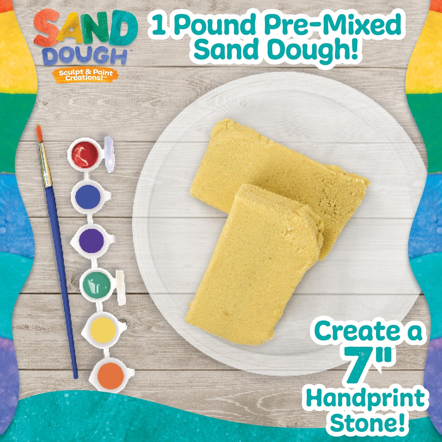 Made By Me! Sand Dough Sculpt & Paint Creations! Mold Your Own Hand Print Stone, Diy 7-Inch Handprint Stone Kit, Mess-Free Stepping Stones, Staycation Activity, Keepsake Gift For Kids Ages 4+