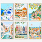 Cupmod 6 Packs Paint By Number For Adults,Scenery-Cityscape Diy Acrylic Oil Painting Paint By Numbers Kits On Canvas,Adults Pain