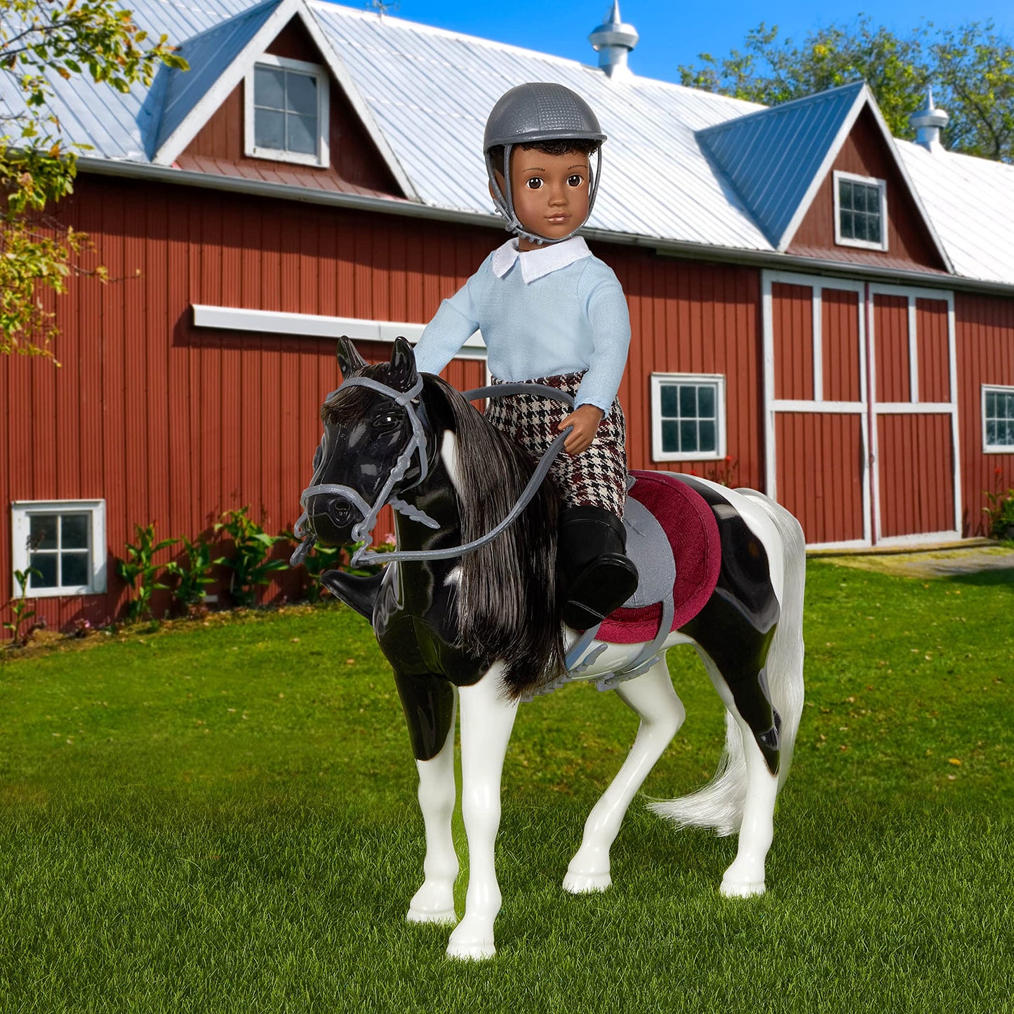 Lori – Mini Boy Doll & Toy Horse – 6-Inch Doll & Black Pinto Horse – Set With Clothes, Animal & Accessories – Playset For Kids – 3 Years + – Landon & Luna