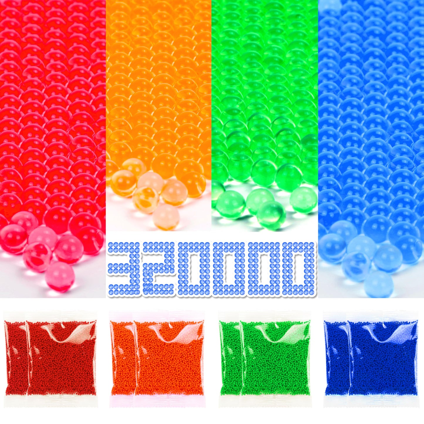 Palonu Balls Blaster Ammo Splat Refill(7-8 Mm, 32 Pack,320000 Pcs), Gel 7.5Mm Blasters Bullets, Mix Colour, For Ages 14+