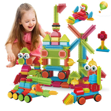 Contixo Stem Building Toys, St6 100 Pcs Bristle Shape 3D Tiles Set Construction Learning Stacking Educational Block, Creativity Beyond Imagination, Inspirational, Recreational Toy For Kids Ages 3-8