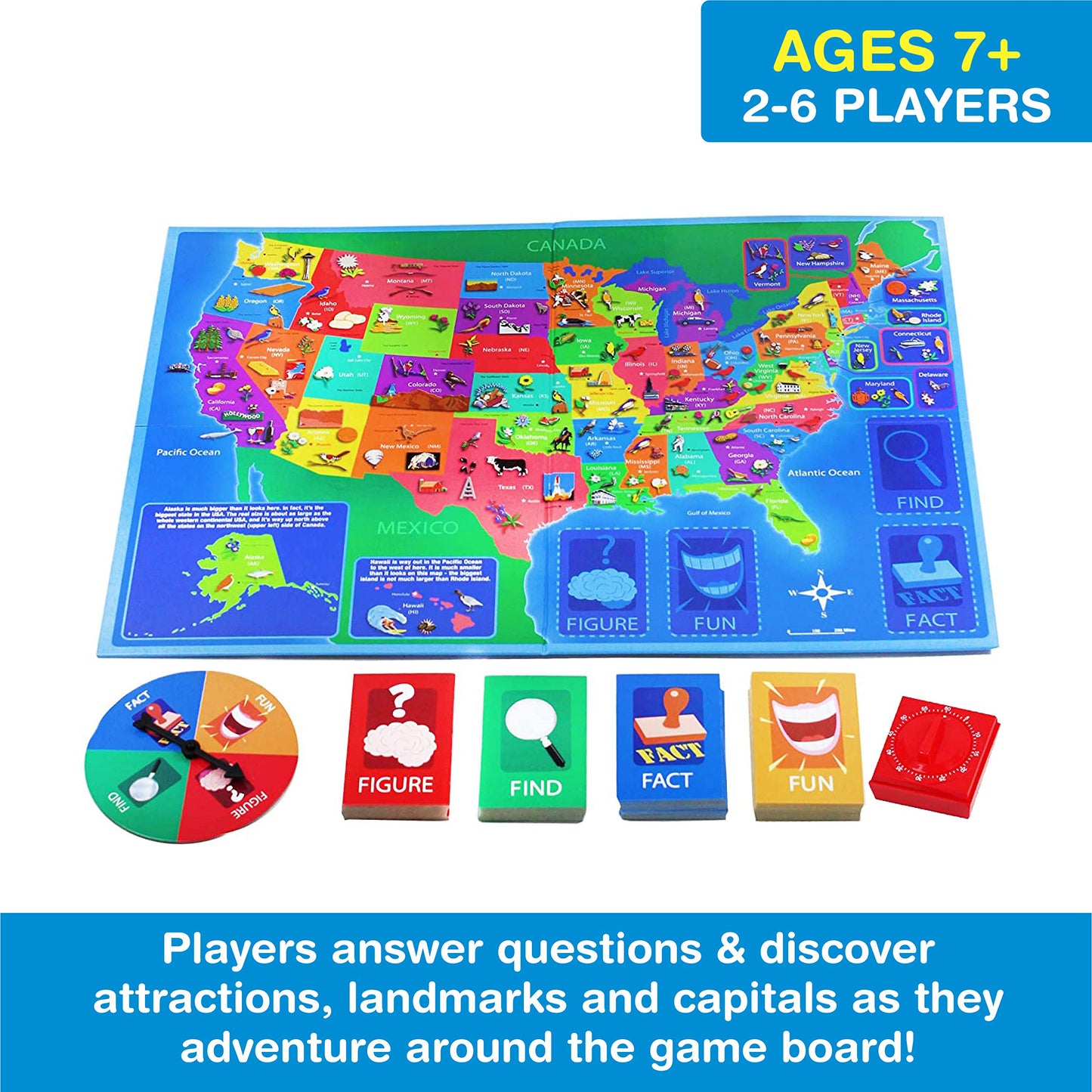 Game Zone Geography Game - Fun Educational Learning for Ages 7+, Medium Size, Multi-Color, Model P20026