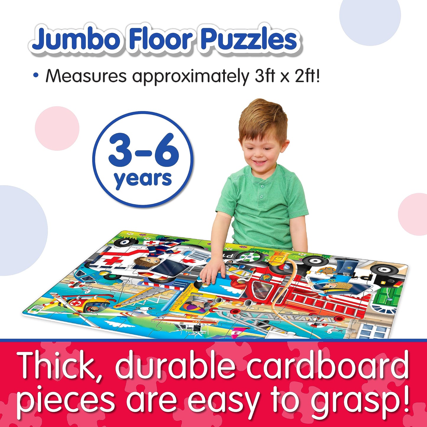 The Learning Journey: Jumbo Floor Puzzles - Emergency Rescue - Extra Large Puzzle Measures 3 Ft By 2 Ft - Preschool Toys & Gifts For Boys & Girls Ages 3 And Up
