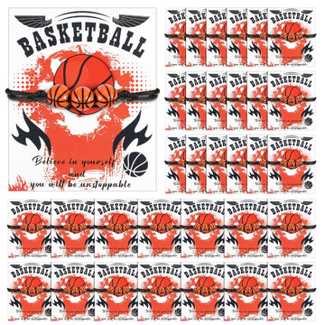 Yinkin 32 Pcs Basketball Team Gifts for Girls Team Boys Bracelet Basketball Accessories Sport Party Favors Charms Jewelry Gifts 