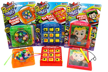 Ja-Ru Pocket Travel Toys Tic Tac Toe Game, Magnetic Fishing Game, & Magnetic Face Toy (3 Toys Bundle Set) Hand Held Mini Games F