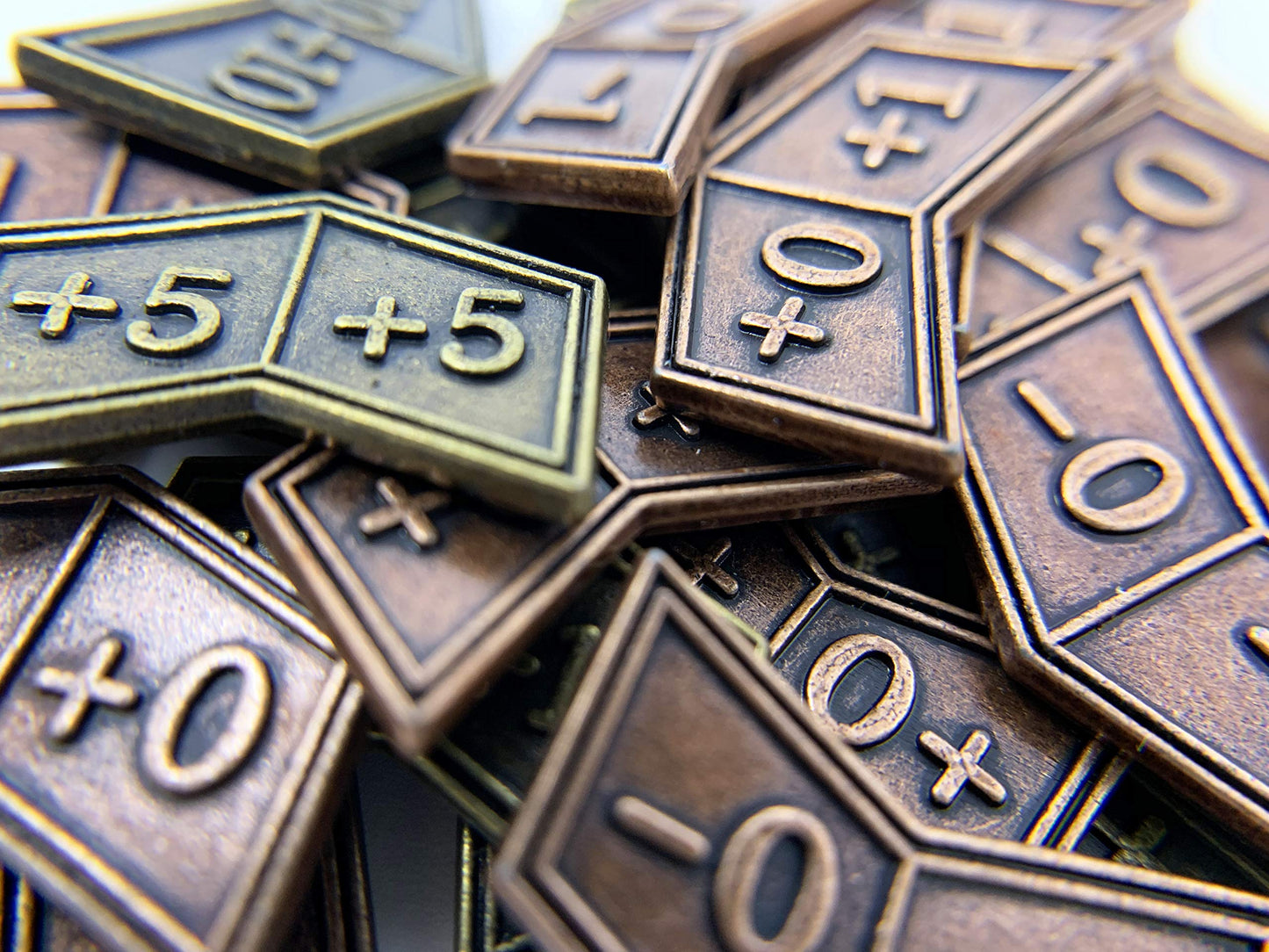 Citadel Black Mtg Buff Counters Expansion Set Of 30 Metal Tokens - With Velvet Drawstring Pouch, Antique Gold & Copper Finish Metal Tokens, Magic: The Gathering