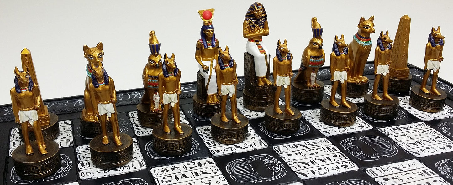 Hpl Egyptian Anubis Buff And Gold Set Of Chess Men Pieces - No Board