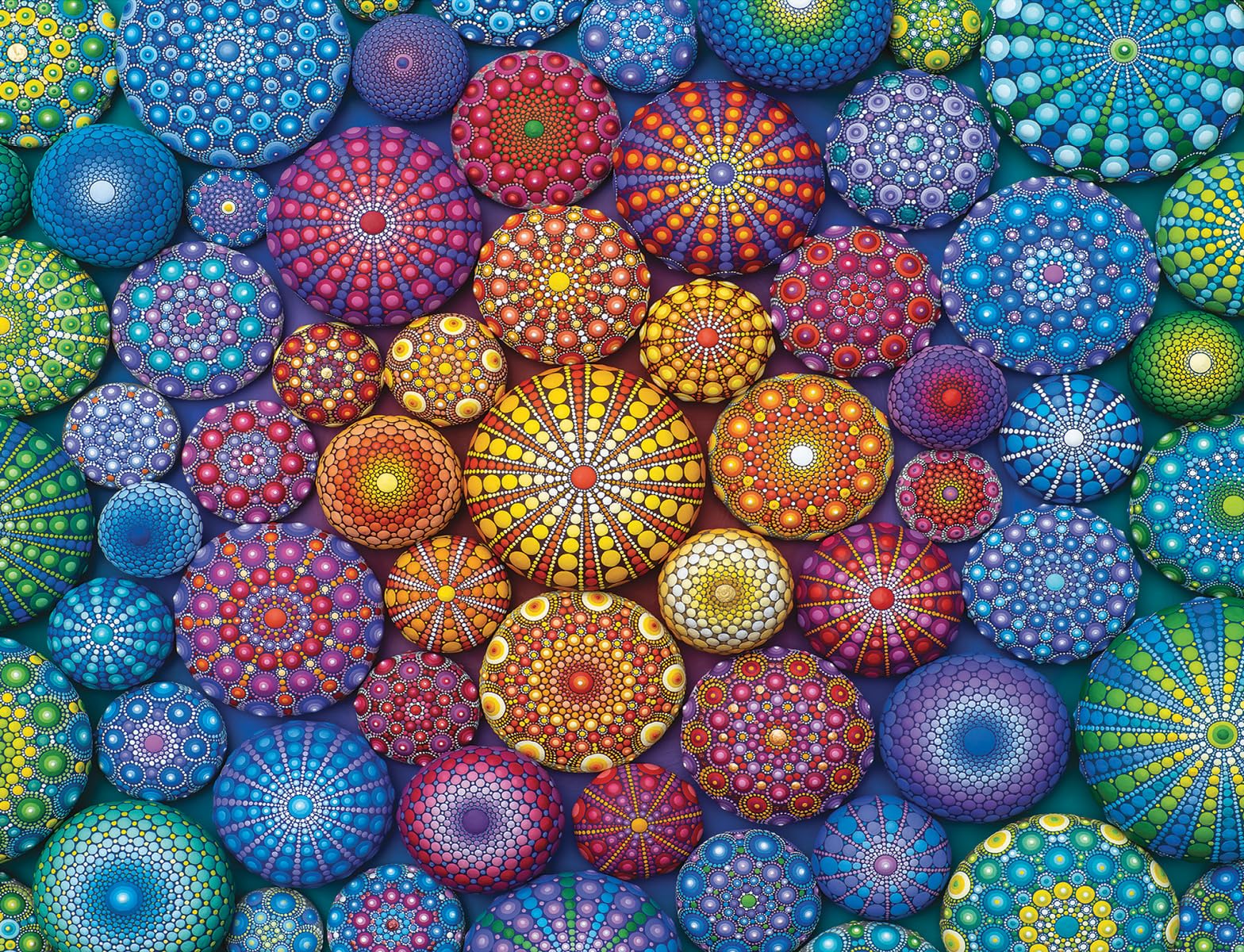 Ravensburger - Radiating Rainbow Mandalas - 2000 Piece Jigsaw Puzzle - Bold  Vivid Colors - Intricate Painted Stones in Rainbow Art - Frameable - enhanced Quality - Puzzles for mature-themeds