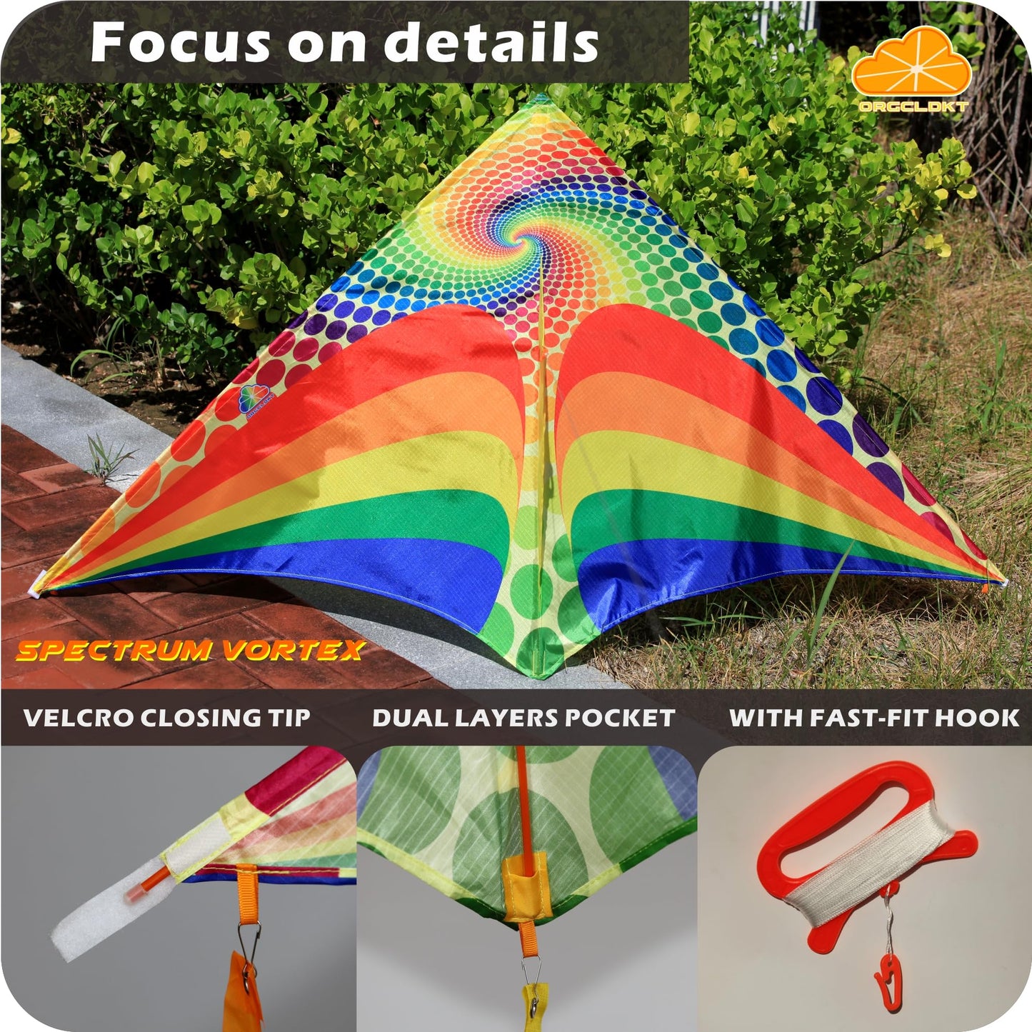 ORGCLDKT-Rainbow Cruiser Delta Kite, Kites for Kids Ages 8-12,4-8,Boys,Girls,Kites for Adults,Beach,Beginners,Giant.1Pc or 3Pcs