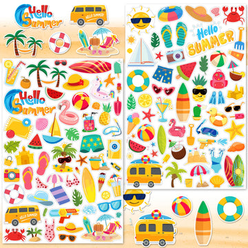 Linaye 24 Sheets Summer Beach Stickers For Kids, 1400 Pcs Beach Vinyl Waterproof Stickers For Scrapbooking,Water Bottles,Envelop