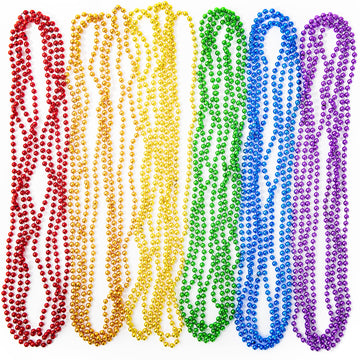 24PCS Pride Necklace Stuff, LGBTQ Beads Pride Accessories, 6 Kinds of Metallic Rainbow Beads Bulk, Gay Lesbian Pride Necklace fo