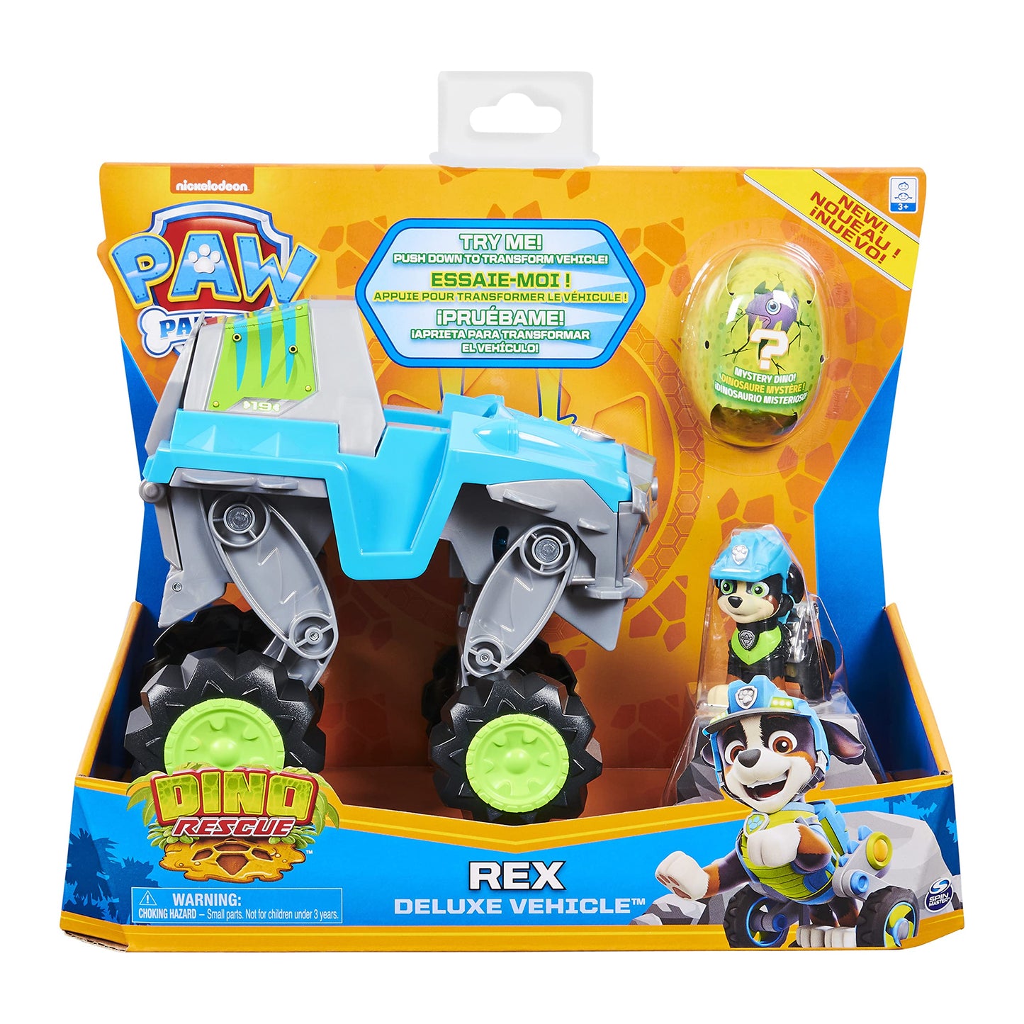 Paw Patrol Dino Rescue Rex Transforming Vehicle with Mystery Dinosaur Figure, One Size, Plastic, Model 778988320204