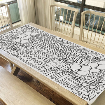 Tiny Expressions Giant Coloring Poster For Kids' Birthday - Rolled, Not Folded - 30' X 72' Coloring Table Cloth For Kids Activity - Large Happy Birthday Coloring Banner