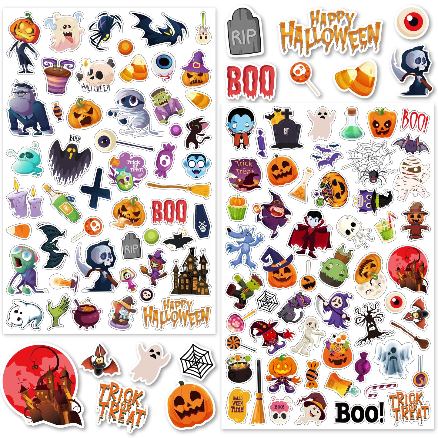 Linaye 24 Sheets Halloween Stickers For Kids, 1260Pcs Adhesive Halloween Stickers, Halloween Stickers Bulk For Kids Cute Small S
